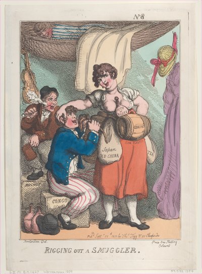 Csempész kifogása, 1810. szeptember 25., 1810. szeptember 25. alkotó: Thomas Rowlandson
