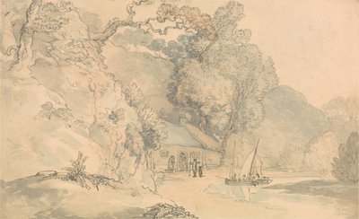 Folyóparti jelenet kis csónakokkal alkotó: Thomas Rowlandson