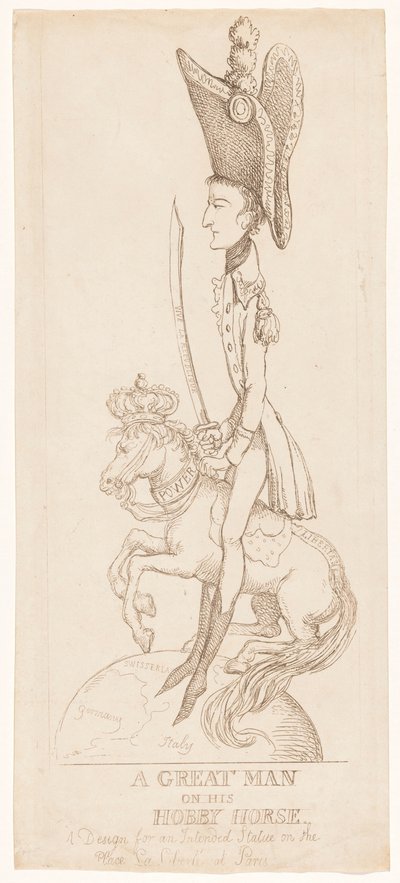 Napóleon lovas szobra, 1804 alkotó: Thomas Rowlandson