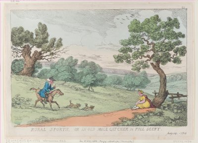 Vidéki sportok, avagy egy öreg vakondfogó teljes illatban, [1811], utánnyomás., [1811], utánnyomás. alkotó: Thomas Rowlandson