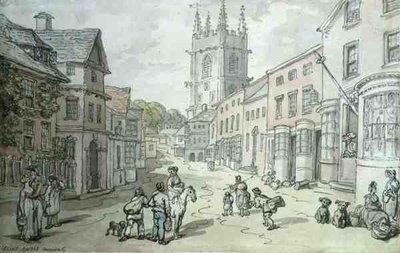 Saint Austle, Cornwall (toll és akvarell, papír) alkotó: Thomas Rowlandson