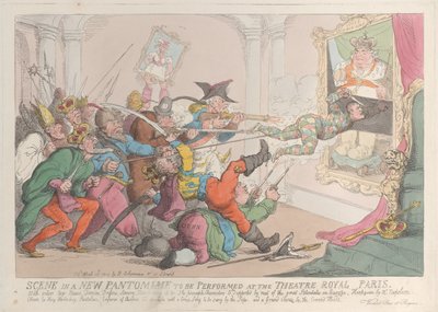 Jelenet egy új pantomimból, amelyet a Theatre Royal Paris-ban mutatnak be, 1815. április 12., 1815. április 12. alkotó: Thomas Rowlandson