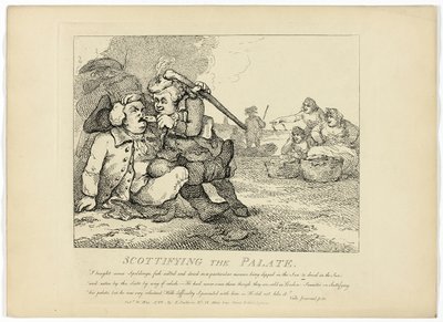 A szájpadlás skótosítása, Boswell Hebridák körútjáról szóló művéből alkotó: Thomas Rowlandson