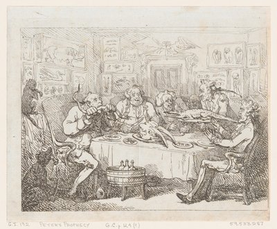 Sir Joseph Banks aligátort készül enni „The Fish Supper”, 1788 vagy később, 1788 vagy később. alkotó: Thomas Rowlandson