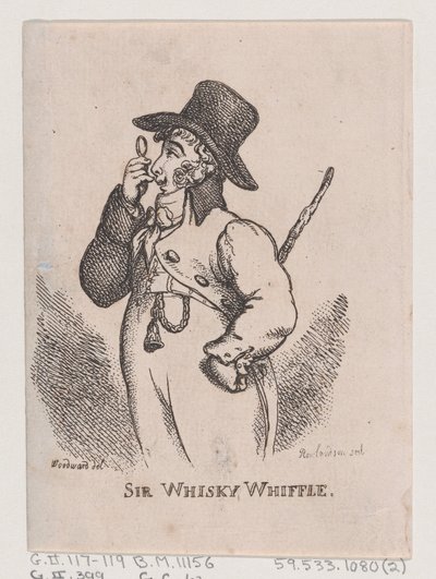 Sir Whiskey Whiffle, 1808. április, 1808. április. alkotó: Thomas Rowlandson