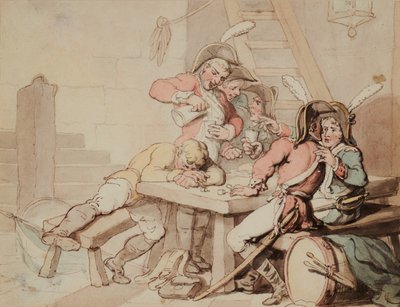 Katonák forgolódnak a pincében alkotó: Thomas Rowlandson