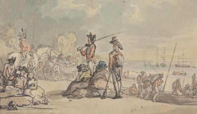 Katonák beszállnak a hajóra alkotó: Thomas Rowlandson