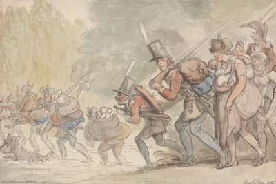 Menetelő katonák alkotó: Thomas Rowlandson