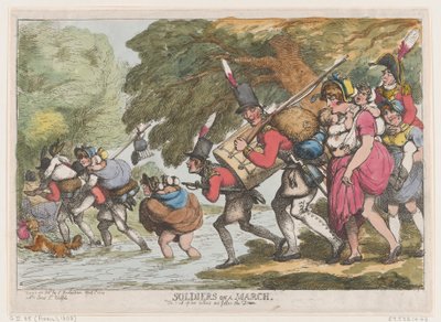 Katonák 1808. március 1-jén, 1808 április 1-jén. alkotó: Thomas Rowlandson