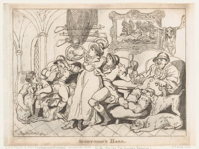 A sportolók csarnoka, avagy a rókavadászok pihenése alkotó: Thomas Rowlandson
