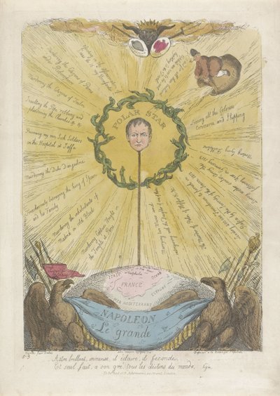 Karikatúra, amelyen Napóleon a Sarkcsillagként szerepel, 1813 alkotó: Thomas Rowlandson