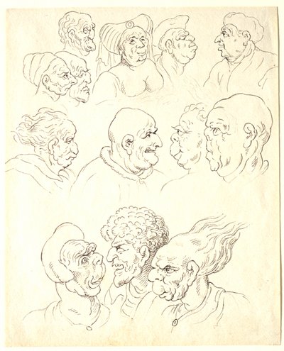 Groteszk fejtanulmányok alkotó: Thomas Rowlandson