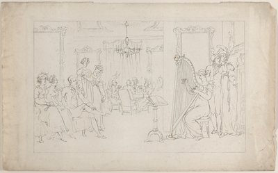 Édes a hang, melynek ereje megmozgat S a csavargó szívet szerelemre hívja..., 1817. szeptember 1. alkotó: Thomas Rowlandson