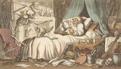 Az Antikvárium utolsó végrendelete és Testamentuma The English Dance of Death, 2. tábla, Ap..., 1814. április 1. alkotó: Thomas Rowlandson