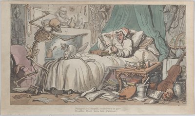 Az Antikvárium utolsó végrendelete és Testamentuma az angol haláltánc című kötetből. I, 2. tábla..., 1816. alkotó: Thomas Rowlandson