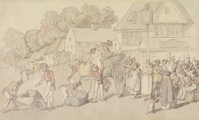 Egy milíciaosztag megérkezése egy fogadóba alkotó: Thomas Rowlandson