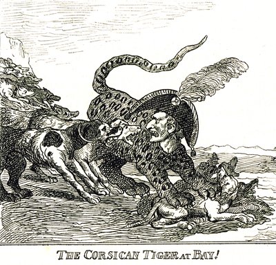 A kérges korzikai tigris (Napoleon Bonaparte), karikatúra, 1808 alkotó: Thomas Rowlandson