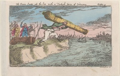 A báró a tengerbe ugrik egy török hadirenddel, [1809], re..., [1809], 1811-ben újra kiadták. alkotó: Thomas Rowlandson