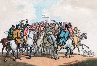 Fogadási posta, Humors of Fox Hunting, 1799. alkotó: Thomas Rowlandson