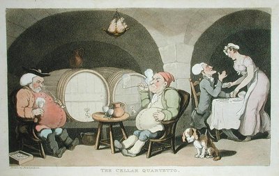 The Cellar Quartetto, William Combe "Dr. Syntax körútja a festői tájak keresésére" című művéből, 1812-ben jelent meg (akvatinta). alkotó: Thomas Rowlandson