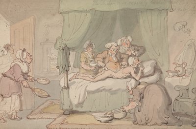 „Az orvos olyan súlyos zúzódásokat szenvedett, hogy a köpölyözést szükségesnek ítélték” alkotó: Thomas Rowlandson
