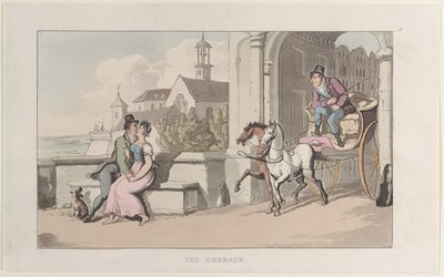 Az ölelés, a Journal of Sentimental Travels in the Southern Provinces of France, ..., 1817-21. alkotó: Thomas Rowlandson