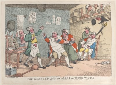 A Mars és a félénk Tonsor feldühödött fia, 1811. április 20., 1811. április 20. alkotó: Thomas Rowlandson