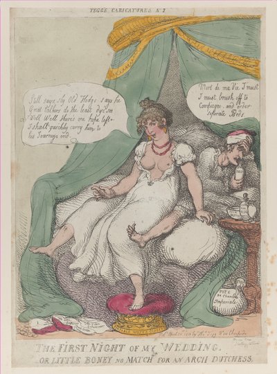 Az esküvőm első éjszakája, avagy Little Boney No Match For an Arch Dutchess, Ap..., 1810. április 25. alkotó: Thomas Rowlandson