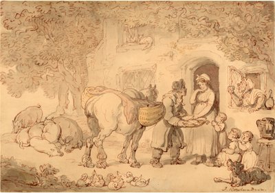 The Fishseller, 1775-1800 körül (akvarell és tinta) alkotó: Thomas Rowlandson