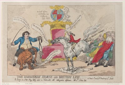 A hannoveri ló és a brit oroszlán, 1784. március 31., 1784. március 31. alkotó: Thomas Rowlandson