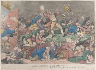 A Harmonic Society, [1810], újra kiadva 1811., [1810], újra kiadva 1811-ben. alkotó: Thomas Rowlandson