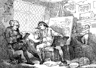 A történész megeleveníti egy fiatal festő elméjét, 1784. alkotó: Thomas Rowlandson