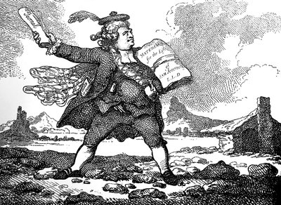 Az újságíró kilátással Auchinleckre vagy A kövek földjére, 1786. alkotó: Thomas Rowlandson