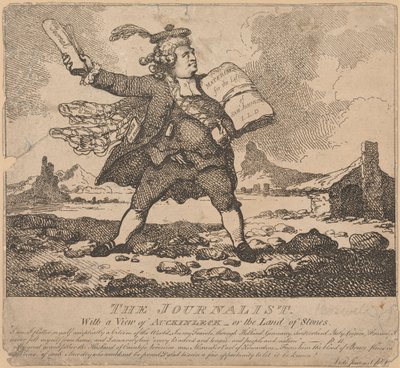 Az újságíró, kilátással Auchinleckre vagy a kövek földjére alkotó: Thomas Rowlandson