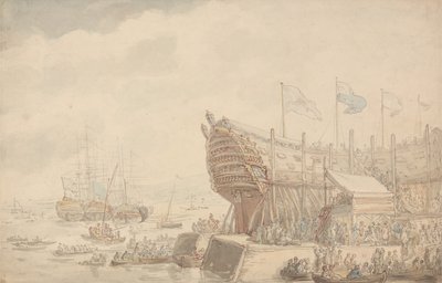 A H.M.S. Hibernia vízre bocsátása 1804 alkotó: Thomas Rowlandson