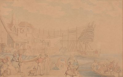 Egy hajó vízre bocsátása alkotó: Thomas Rowlandson