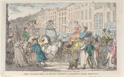 A Bond Street örömei: avagy divatos vezetés, 1807., 1807. alkotó: Thomas Rowlandson