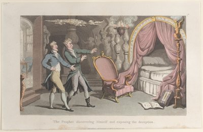 A próféta felfedezi önmagát és leleplezi a megtévesztést, a Journal of Sentimental T..., 1821-ből. alkotó: Thomas Rowlandson
