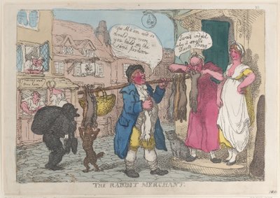 A nyúlkereskedő, 1810., 1810. alkotó: Thomas Rowlandson