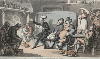 A tiszteletes Dr. Szintaxis olvassa körútját. alkotó: Thomas Rowlandson