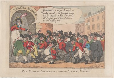 Út a preferenciához Clarke átjárón keresztül, 1809. március 5., 1809. március 5. alkotó: Thomas Rowlandson