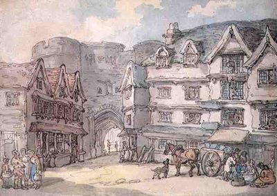 A déli kapu, Exeter (toll, akvarell és ceruza papíron) alkotó: Thomas Rowlandson