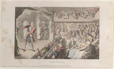 A színpad. George Primrose, mint Horatio, a The Vicar of Wakefieldből, 1817. május 1., 1817. május 1. alkotó: Thomas Rowlandson