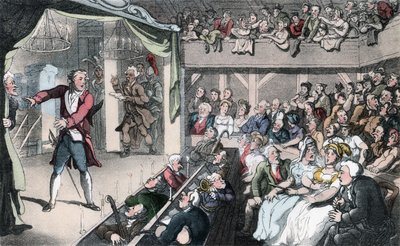 The Stage, illusztráció Oliver Goldsmith „The Vicar of Wakefield” című művéből, pub. Ackermann, 1817 (kézzel színezett akvatinta) alkotó: Thomas Rowlandson