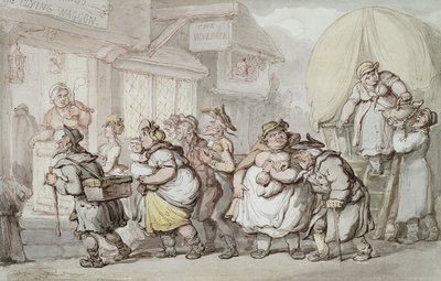The Woolpack Inn: A "The Flying Waggon" érkezése, alkotó: Thomas Rowlandson