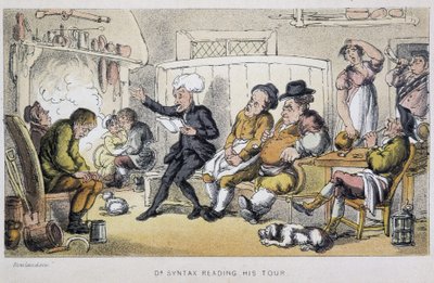 Az orvos ébredéskor olvas - a "" Doctor Syntax három körútján: a festői vigasz és feleség keresésében" William Combe, ill. Rowlandson alkotó: Thomas Rowlandson
