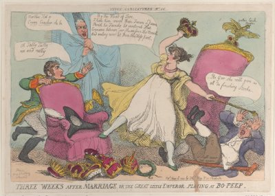 Három héttel a házasságkötés után, avagy a nagy kis császár játszik a Bo-Peepben, 1810. május 15..., május 15. alkotó: Thomas Rowlandson