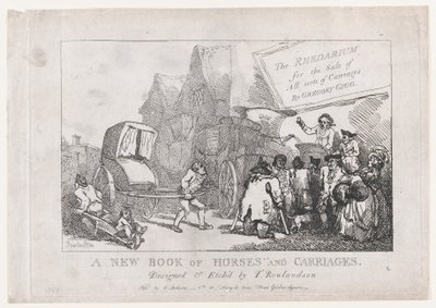 Címlap: Új lovas- és hintókönyv, vagy, A rhedarium minden fajtát árusítanak..., 1784. alkotó: Thomas Rowlandson