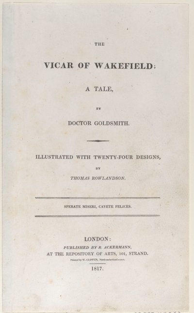 Címlap, The Vicar of Wakefield, 1817., 1817. alkotó: Thomas Rowlandson