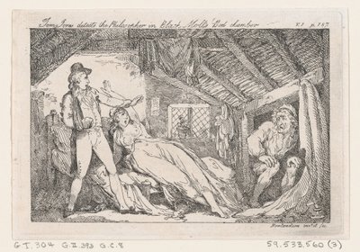 Tom Jones felfedezi a filozófust a Black Molls Bedchamber-ben, The History of Tom Jones, a ..., 1792. alkotó: Thomas Rowlandson